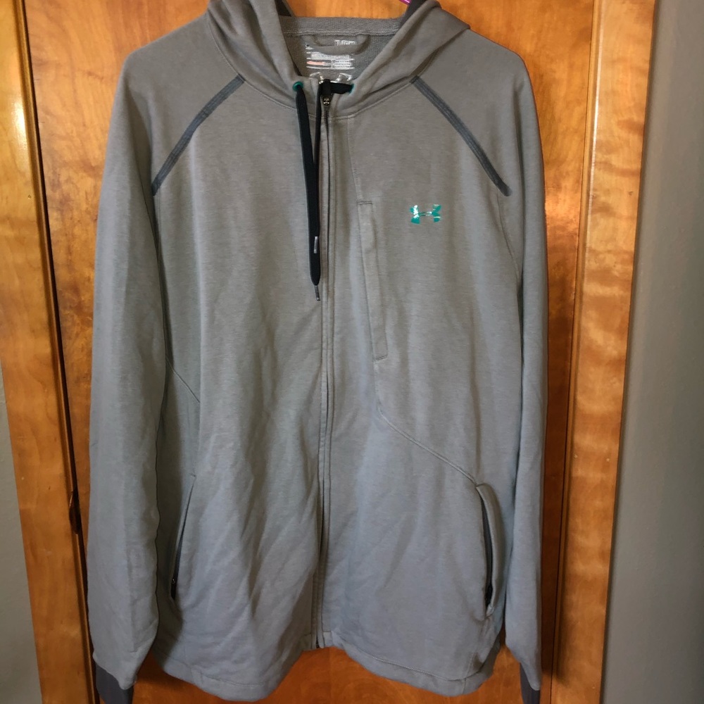 Gray full zip under armour hoodie mid weight